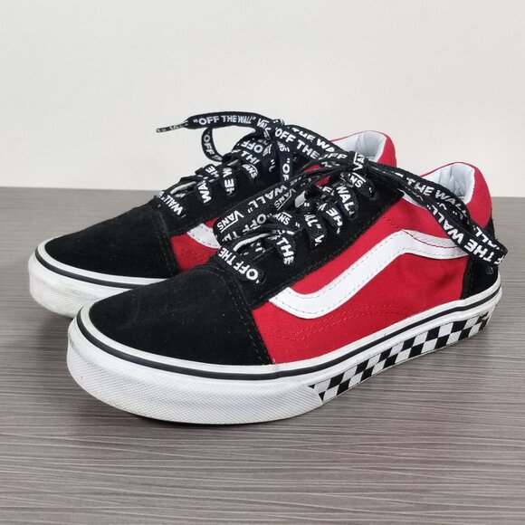 Vans Kids Logo Pop Old Skool Boy's Skate Shoes, Black/Red Little Kid Size 3 / 34 - Picture 3 of 12